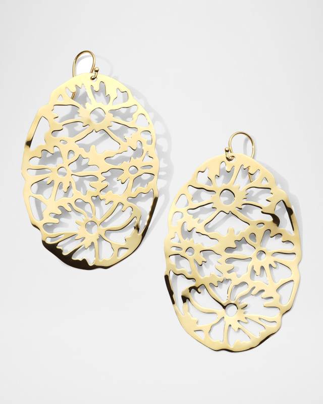 18K Gold Classico Lace Large Oval Earrings